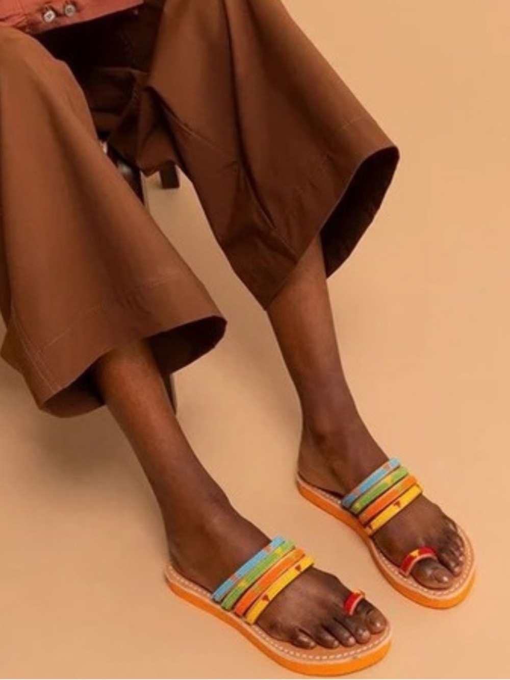 Laidback London Kamba Beaded Sandal EUc